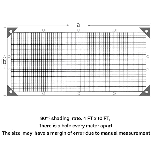winemana 90% Shade Cloth for Garden- 4x10 FT Breathable Mesh Tarp for Vegetables & Plants, Outdoor Patio Sun Shade with Grommets - Chicken Coop, Dog Kennel Cover - size: 4 FT x 10 FT, style: 90%