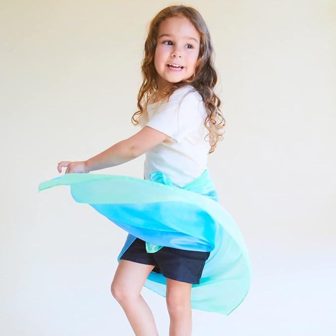 Sarah's Silks Enchanted Playsilk, 100% Silk Scarves for Kids and Toddlers, Sensory Toys | Bright Square Scarves, Montessori Waldorf Toys for Imaginative and Pretend Play - Sea