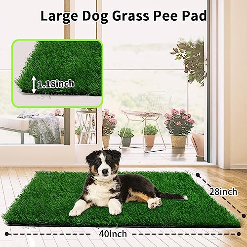 Grass Pad for Dogs 28 x 40 inches, Strong Absorbency Soft Artificial Turt for Pets Potty Training, Easy to Clean Fake Grass for Dog Indoor Outdoor Use (1 Pack) - size: 40.2x28.0 Inch