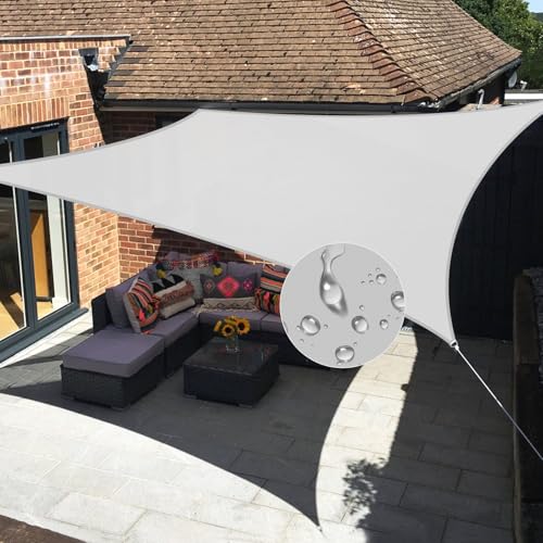 Windscreen4less 5'x6' Waterproof Sun Shade Sail Rectangle Shade Canopy Cover UV Block for Backyard Patio Deck Balcony Pergola Garden (Light Gray) - color: Light Gray, size: 5' x 6'