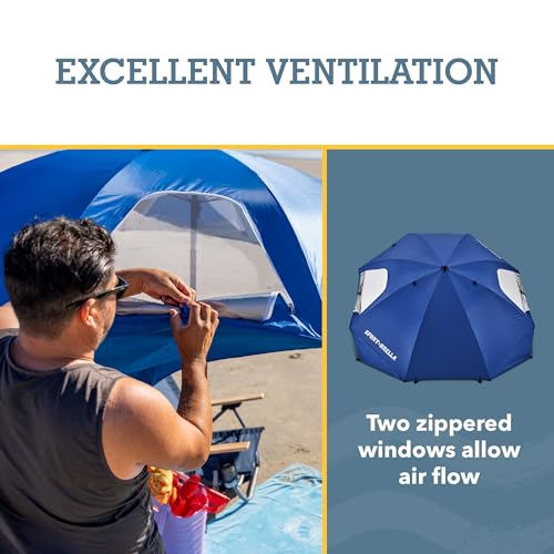 Sport-Brella Premiere UPF 50+ Umbrella Shelter with Patented Side Panels and Tilt Mechanism, Heavy-Duty 1.25 Inch Center Pole, Auger Anchor for Sand and Grass - color: Bright Aqua, style: REG