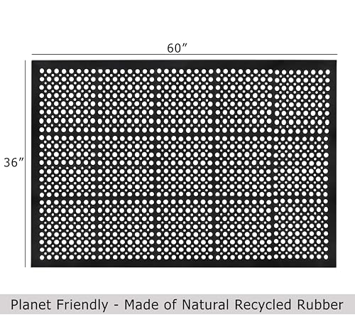 IRONGATE Rubber Doormat - Anti Fatigue Large 36x60 Rubber Floor Mat - Non Slip Indoor Outdoor Heavy Duty Commercial Kitchen Mat - Ramp Pool Restaurant Garage Big Floor Mat - Anti Slip Bar Drainage Mat - size: 36"L x 60"W x 0.5"Th