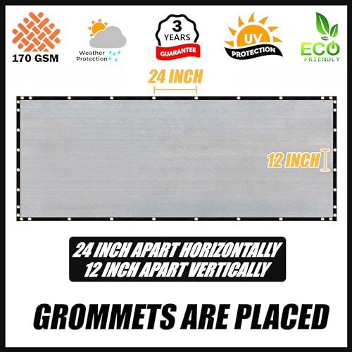 Royal Shade Custom Size 8' x 3' Grey Fence Privacy Screen Windscreen Cover Netting Mesh Fabric Cloth - Cable Zip Ties Included (We Make Custom Size) - color: Gray, size: 8' x 3' Customized Size
