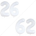 GOER Number 26 Balloons for 26th Birthday Party Decorations,42 Inch Jumbo Foil Helium 62 Balloons for 62nd Birthday Party Decoration (White)