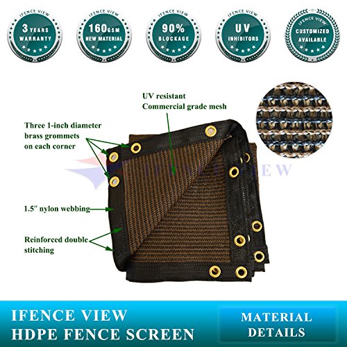 Ifenceview 4'x3' to 4'x50' Brown Shade Cloth/Fence Privacy Screen Fabric Mesh Net for Construction Site, Yard, Driveway, Garden, Railing, Canopy, Awning 160 GSM UV Protection (4' x 4') - size: 4' x 4'