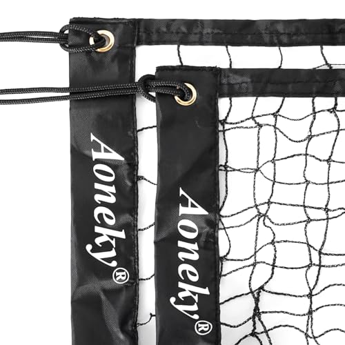 Aoneky 21FT Portable Volleyball Net Replacement, Pickleball Net, Badminton Net for Outdoor & Indoor, Backyard, Beach, Court Practice, Includes 4 Hanging Strings, Multi-Braided Nylon Fabric