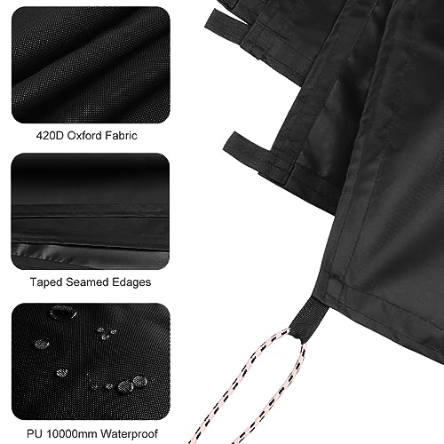 Black Waterproof Tarp Cover for Outdoor: Multi-Purpose Oxford Tarpaulin with Reinforced Webbing Loops for Camping Boat Pool Roof Tent - Durable and Tear Resistant (5ftx20ft) - size: 5x20ft