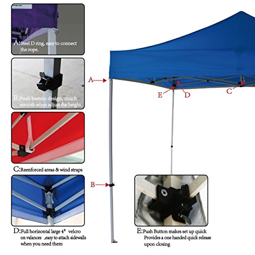 10'x10' Pop Up Canopy Tent Commercial Instant Shelter with Heavy Duty Roller Bag, 4 Canopy Sand Bags, 10x10 FT Black - color: Black