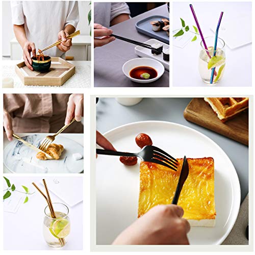 Travel Utensils Set with Case Reusable Stainless Steel Silverware Flatware Set 9 Pcs Portable Cutlery Eating Utensils Set for Lunch Boxes Workplace Camping School, Dishwasher Safe (Multi) - color: Multi Cutlery Set