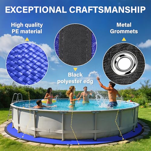 21FT Round Pool Liner Pad for Above Ground Pools, 165 GSM Thickened Puncture-Resistant Under Mat (22FT Actual), Heavy-Duty Underlayment with Metal Grommets - size: R21FT