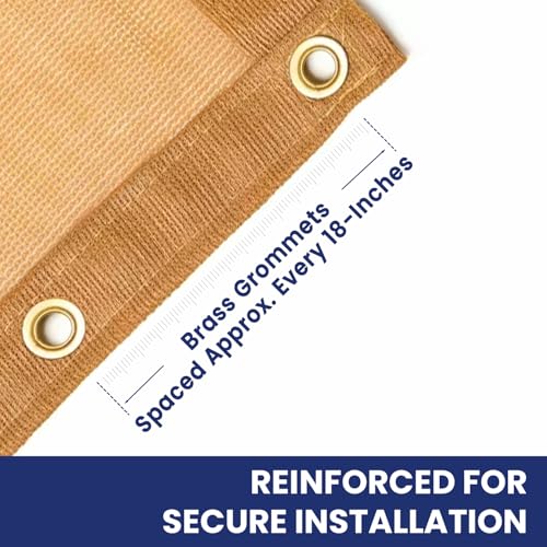 Tarps Now 8' x 16' Tan Mesh Tarp Heavy Duty - 6.8 oz Knitted HDPE - 75% Shade Cloth for Garden, Backyard, Patios - Brass Grommets - UV Resistant Breathable Privacy Screen, Sun Shades Outdoor Patio - size: 8' X 16'