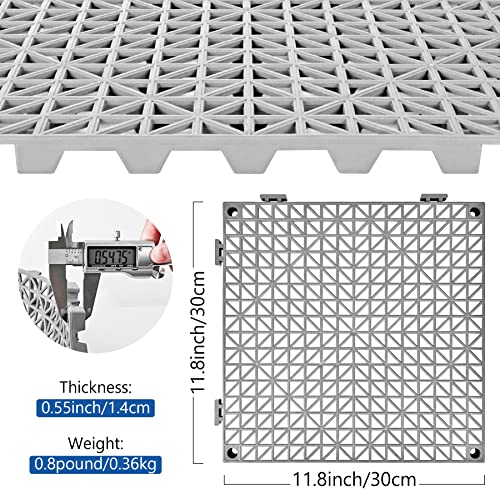 ToLanbbt Modular Interlocking Cushion 8P 11.8" x 11.8" Interlocking Rubber Floor Drain Holes Non-Slip Splicing Drainage Mats for Deck, Shower, Kitchen, Drain Pool, Sauna Bath, Indoor Outdoor (Grey) - size: 8 PCS
