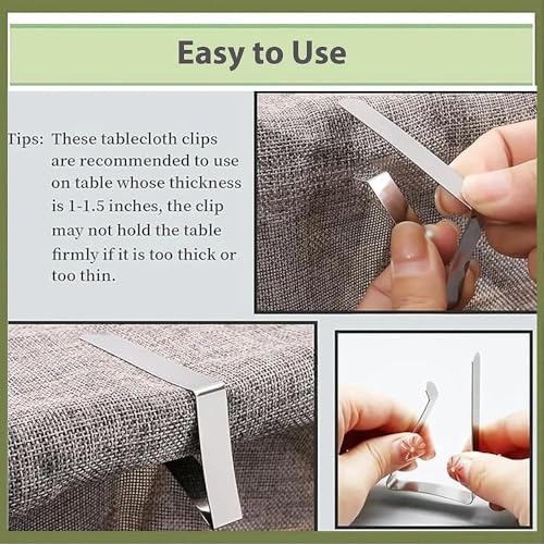 6PCS Tablecloth Clips Set Stainless Steel Outdoor Picnic Table Cover Holders Non Slip Fasteners Party Camping Dining Events - color: Silver 6-pack
