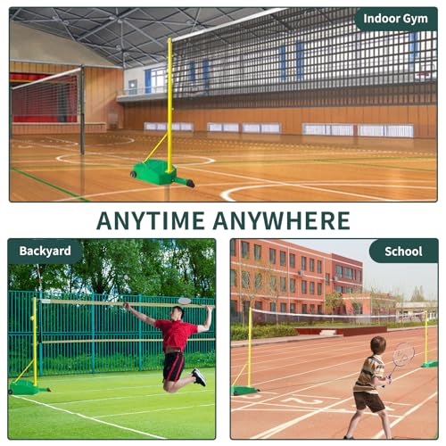 Badminton Pole,Portable 5.1FT Badminton Net Frame Poles with Wheel,Movable Badminton Pole Stand with Heavy Duty Base,Badminton Net for Backyard Park Stadium School Indoor Outdoor