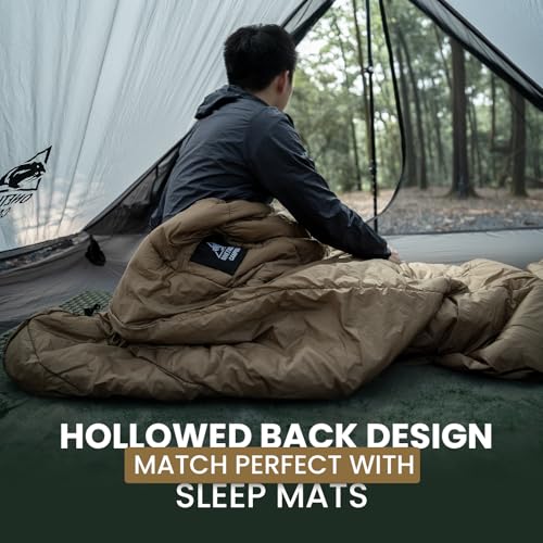 OneTigris Featherlite Ultralight Sleeping Quilt, Weighs 35oz, Warm Hammock Topquilt 40 Degree, with Footbox, Perfect for Outback Camping, Hiking, Backpacking and Hammocks - color: Coyote Brown