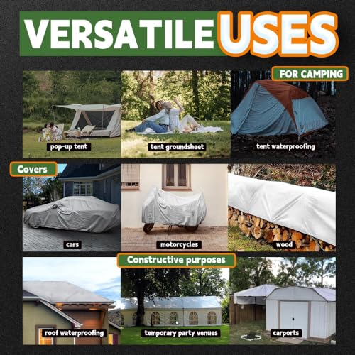 RAINDEWAY 12 Mil Heavy Duty White Tarp 6x10 Feet (2 Pack), UV Resistant, Waterproof, Weatherproof Poly Tarp with Metal Grommets and Reinforced Edges - color: White, size: 6x10 Feet (2-Pack)-Finished size