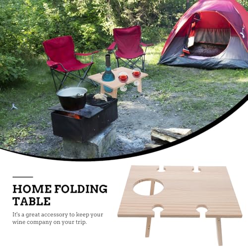 Portable Foldable Outdoor Picnic Table Wooden Square Wine Serving Desk 30x24 Inch Mini Table for Lawn Beach Camping