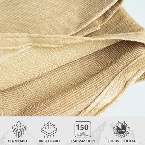 Sun Shade Sail Sand Yellow Rectangle 10FTx13FT Permeable Garden Canopy for Outdoor Patio Backyard and Deck Sun Protection Fabric with Fade and Tear Resistance - size: Rectangle-10FTx13FT