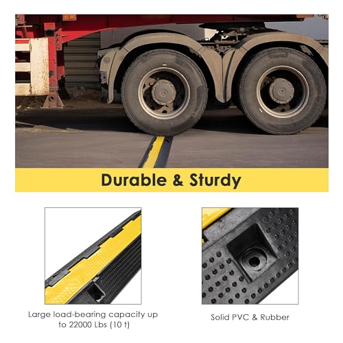 Yescom Cable Ramp Protector 1 Channel Garden Hose Protecitive 22000 Lbs Load Capacity Heavy Duty Speed Bump for Road Driveway Walkway, 2 Packs - size: 2.4"H - 1 Channel - 2 Pack