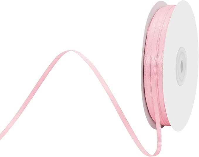 1/8" X 100 Yards Pearl Pink Satin Thin Ribbon Solid Color Double Faced Ribbons Perfect for Crafts Wedding Decor Bow Making Arts Sewing and More