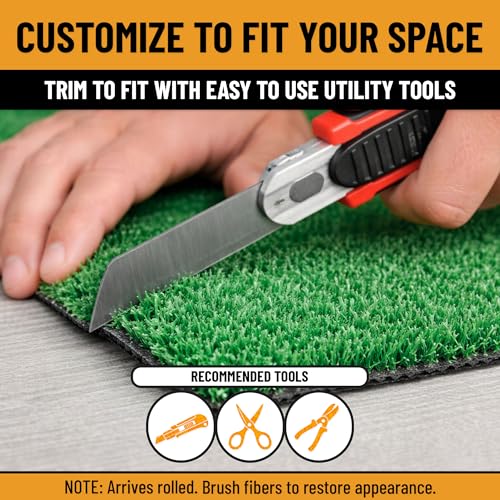 Ottomanson Artificial Grass Outdoor Runner Rug 2'7" x 10' – Waterproof Astro Turf with Drainage Holes – Patio & Lawn Decoration, Easy-Clean Dog Grass Mat - size: 10-ft