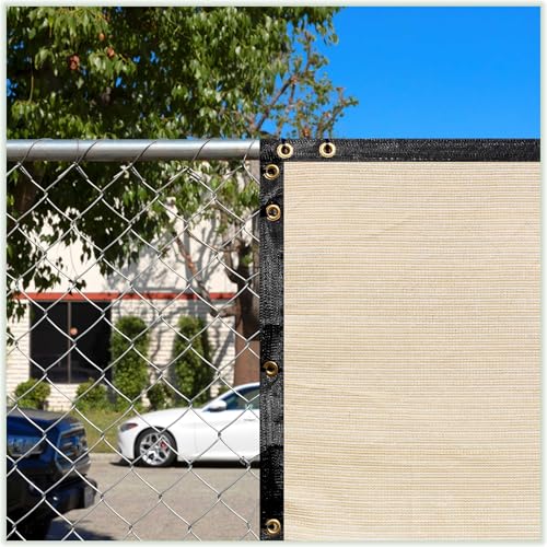 ColourTree Customized Size Fence Screen Privacy Screen Beige 8' x 4' - Commercial Grade 170 GSM - Heavy Duty - 3 Years Warranty - Cable Zip Ties Included - color: Beige, size: 8' x 4' Custom Made Size
