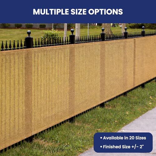 Tarps Now 8' x 12' Tan Mesh Tarp Heavy Duty - 6.8 oz Knitted HDPE - 75% Shade Cloth for Garden, Backyard, Patios - Brass Grommets - UV Resistant Breathable Privacy Screen, Sun Shades Outdoor Patio - size: 8' X 12'