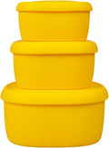 BLUE GINKGO Nesting Silicone Containers - Set of 3 Hard-Shell Silicone Food Storage Containers | BPA Free, Airtight, Dishwasher and Freezer Safe (6.7oz, 10oz, 20oz) - Yellow