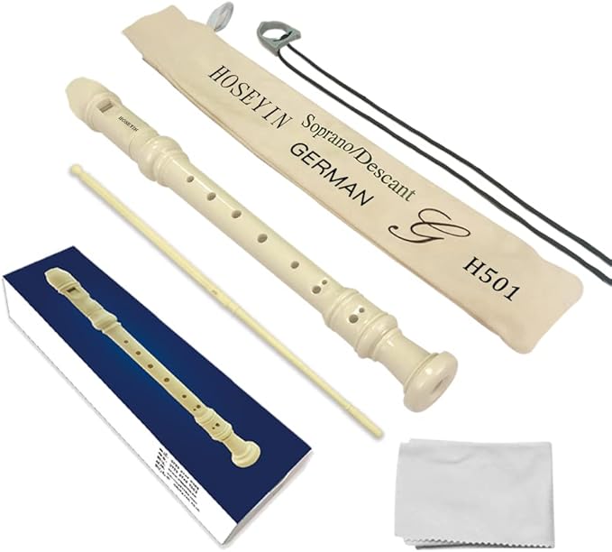 Soprano Recorder Baroque style German style C Key 8 Holes Soprano Recorder for Beginners Kids students(German, ivory white)
