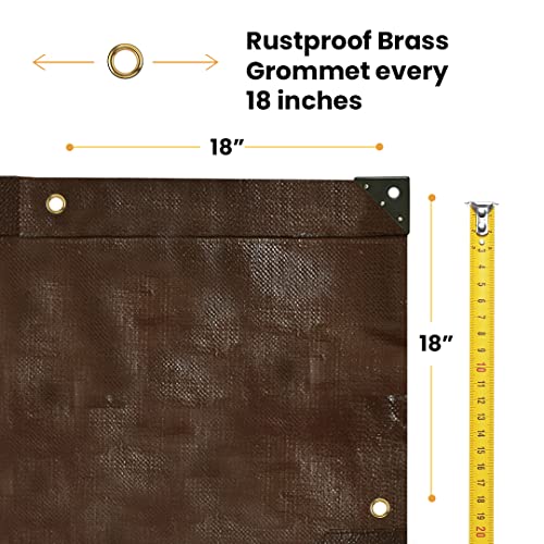 WHITEDUCK Super Heavy Duty Poly Tarp Cover 16 Mil & 10 Mil with Grommets and Reinforced Edges (Brown, White & Silver Black) (Brown- 16 Mil, 12' x 25') - color: Brown- 16 Mil, size: 12' x 25'