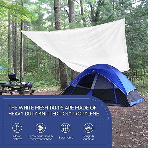 Tarps Now 6' x 20' White Heavy Duty Mesh Tarp with Brass Grommets - UV Resistant Reflective White 75% Sun Shade, Backyard, Patios, Breezeways, Gazebos, Kennels, Mesh for Flatbeds, Trucks or Trailers - size: 6' X 20'
