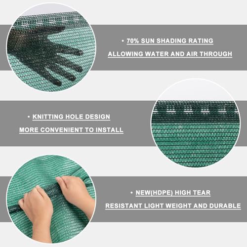 SUNNY GUARD 65-75% Sun Shade Cloth, 6.5 x 10 FT Green HDPE Mesh – Breathable Garden Shade Cover for Plants, Vegetables, Greenhouse, Patio, Chicken Coop & Dog Kennel - color: 70% SHADE-GREEN, size: 6.5 FT x 10 FT