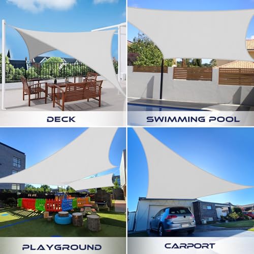 Windscreen4less 5'x6' Waterproof Sun Shade Sail Rectangle Shade Canopy Cover UV Block for Backyard Patio Deck Balcony Pergola Garden (Light Gray) - color: Light Gray, size: 5' x 6'