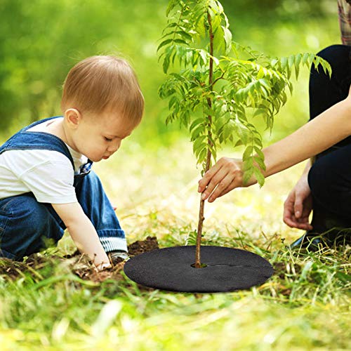 EBaokuup 20 Pack 10.6 Inch Non-Woven Tree Mulch Ring - Degradable Tree Protector Mat, Reusable Tree Weed Barrier Mat for Weed Control Root Protection - size: 10.6 Inch