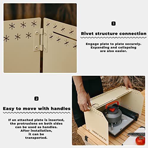 HIKEAMN Camping Stove Windscreen - Outdoor Folding Gas Stove Windshield,Camping Wind Blocker with a Storage Bag for Camping,Hiking,Picnic,Cooking (Army Green) - color: Army Green
