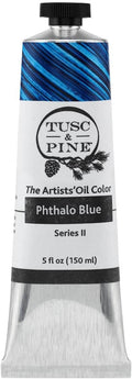 Tusc & Pine Artist Oil Paint - Phthalo Blue, 150 ml, Non-Yellowing, Rich & Creamy Consistency, Maximum Pigment Load, Small Batch Milled Oil Paints Made in the USA for Professional Artists