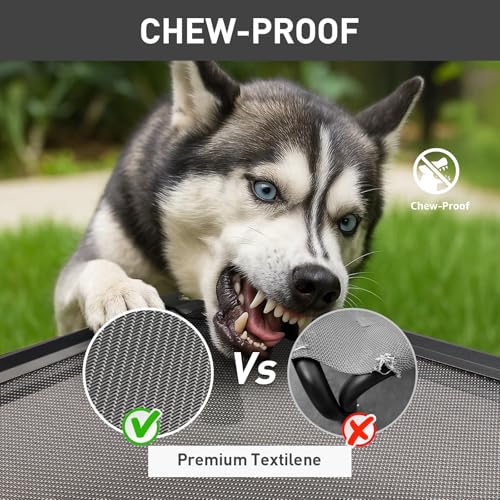 Sytopia 47'' Outdoor Elevated Dog Bed for Extra Large Dogs, Chew-Proof Pet Camping Raised Cot with Breathable Mesh - Durable Frame, Cooling Hammock Bed, Non-Slip Feet, Waterproof, Easy Clean - size: X-Large
