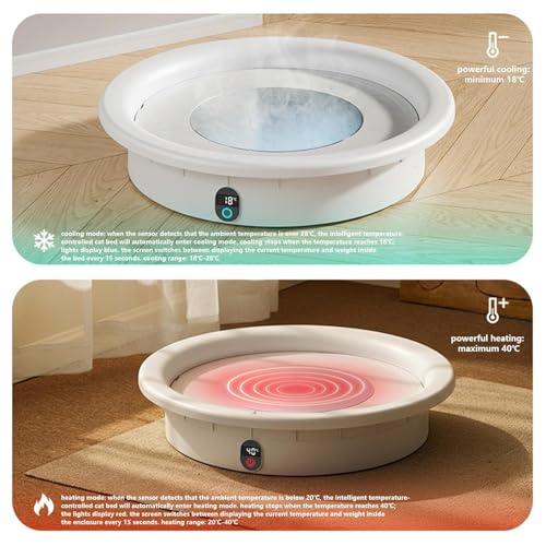 Heated Pet Beds, Constant Temp Cooler Pad, 33lb Load Capacity Smart Pressure Activated Heated Cat Bed, for Small Medium Large Breed Puppy Kitten Winter Living Room Bedroom