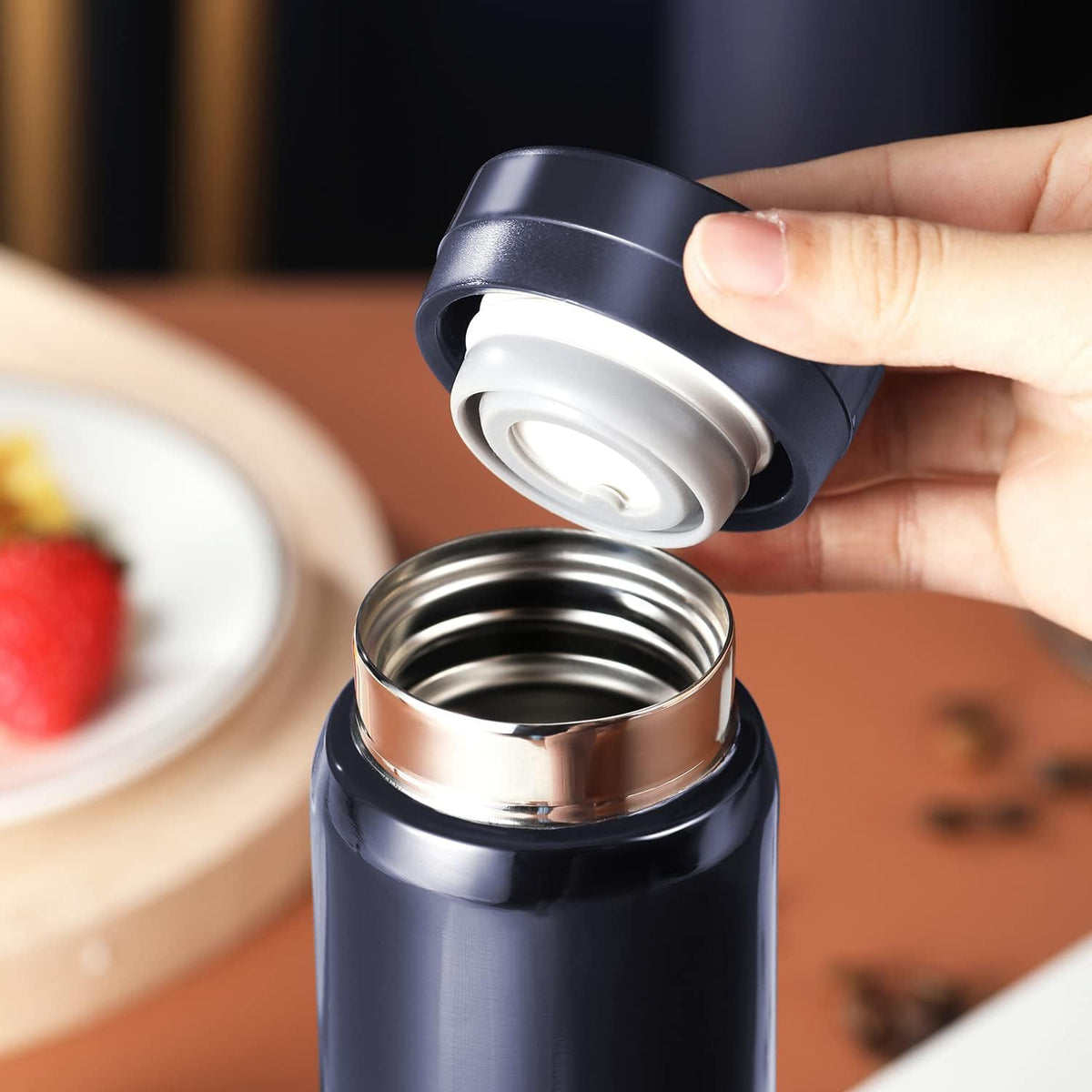 10oz Mini Water Bottle Stainless Steel Thermos Small Flask - Insulated Vacuum, Leak Proof, Keeps Drinks Hot/Cold - Ideal for Coffee, Tea, Water - Blue