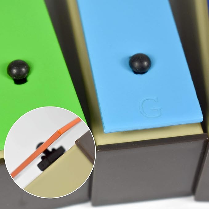 ENNBOM Xylophone Glockenspiel 8 Notes Chromatic Resonator Bells with Green Case