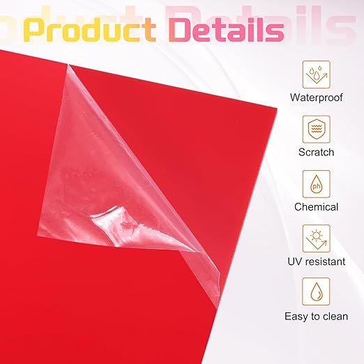 uxcell 4Pcs Acrylic Sheets 12x8 Inch Acrylic Panel 1/8 Inch-3mm Plastic Board for Picture Frames Sign Holders DIY Display Projects Craft, Red