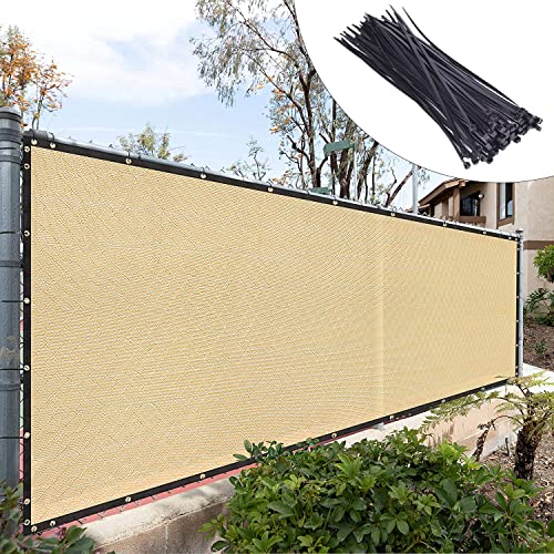 Royal Shade Custom Size 8' x 1' Beige Fence Privacy Screen Windscreen Cover Netting Mesh Fabric Cloth - Cable Zip Ties Included (We Make Custom Size) - color: Beige, size: 8' x 1' Customized Size