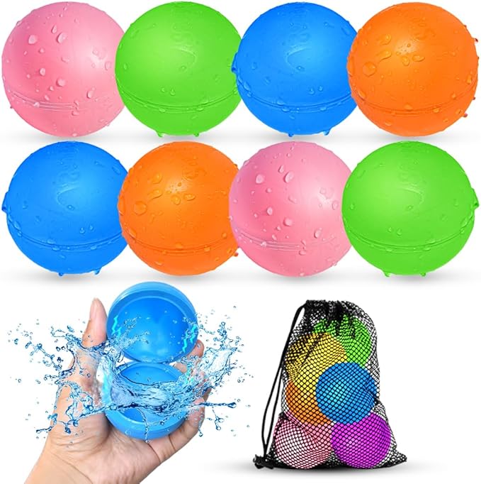 Reusable Water Balloons, Water Bombs Splash Ball, Magnetic Water Ball for Outdoor Games, Summer Party(8Pcs)