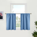 BGment Denim Blue Blackout Curtains 36 Inches Long for Kitchen Cafe Window - Half Window Drapes with Rod Pocket Short Length Privacy Protection Blinds for Rv Bedroom Bathroom, 34 x 36 Inch, 2 Panels
