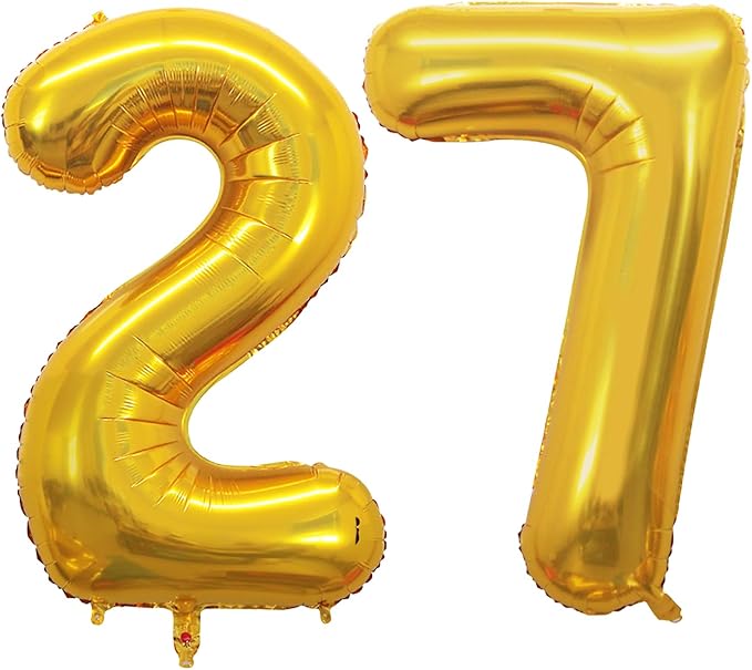 GOER Number 27 Balloons for 27th Birthday Party Decorations,42 Inch Jumbo Foil Helium 72 Balloons for 72nd Birthday Party Decoration (Gold)
