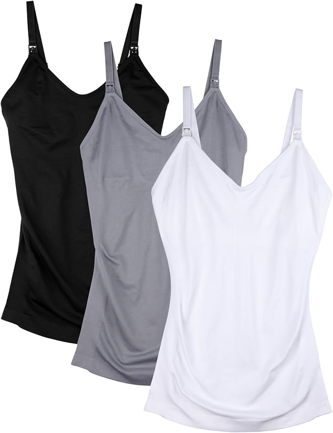 Womens Maternity Nursing Tank Cami for Breastfeeding with Adjustable Straps
