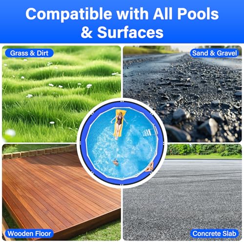 15FT Round Pool Liner Pad for Above Ground Pools, 165 GSM Thickened Puncture-Resistant Under Mat (16FT Actual), Heavy-Duty Underlayment with Metal Grommets - size: R15FT