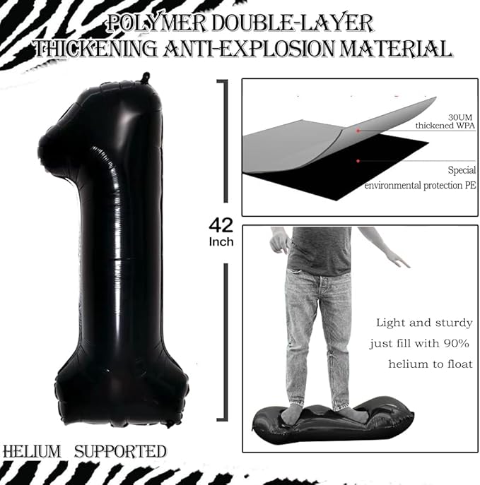 GOER Number 12 Balloons for 12th Birthday Sweet 12 Party Decorations,42 Inch Jumbo Foil Helium 21 Balloons for 21st Birthday Party Decoration (Black)