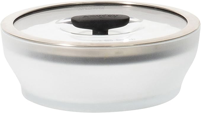 Anyday 4-Cup Microwave Cookware & Glass Container with Glass Lid, Plastic-Free Shallow Food Storage | Stackable Airtight Steamer with Vented Lid for Microwave-Safe Reheating, Steaming Vegetables