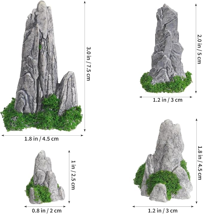 Mipcase Mini Zen Garden Accessories 8pcs Resin Mountain Decor Figures Mini Zen Garden Decor for Micro Landscape Craft Decorations